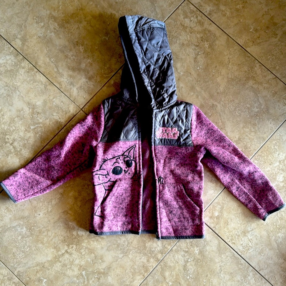 Star Wars Pink/Grey Zip Up Hoodie, Size 6